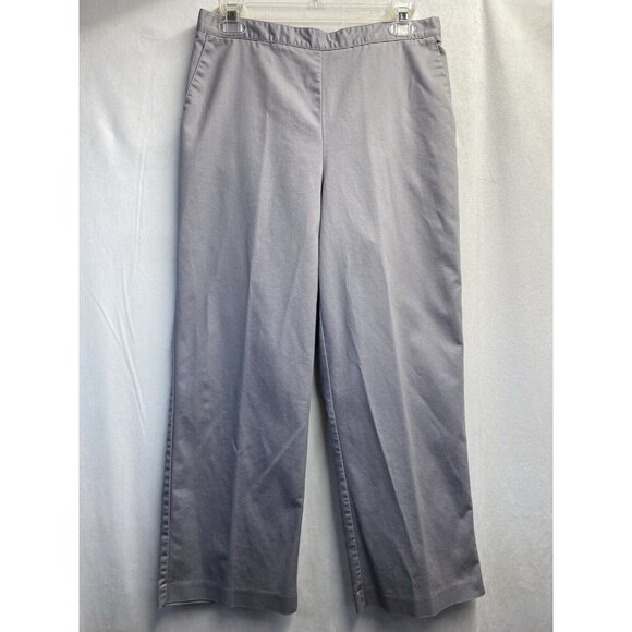 Alfred Dunner High Waist Elastic Back Petite Pants Women 12P Gray Side Pockets - Picture 1 of 14
